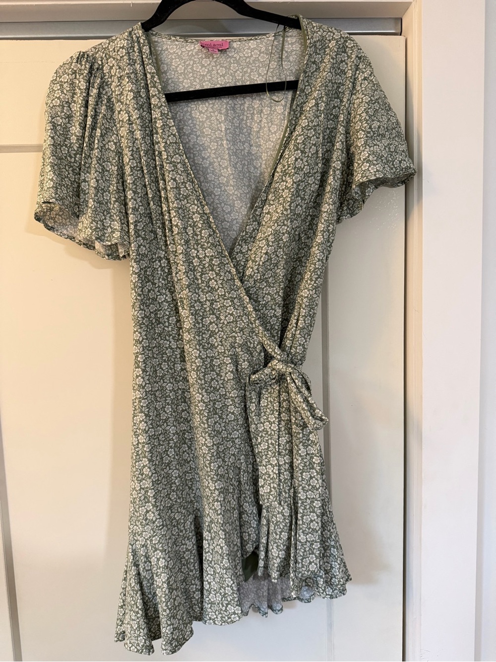 Floral Wrap Dress in Sage Green